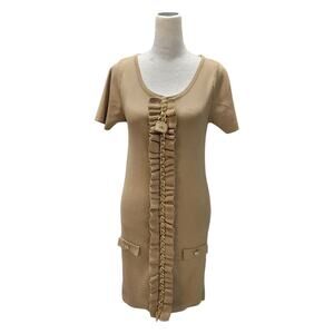 Elisabetta Franchi Women's Mini‎ Dress Size Small Stretch Chain Detail Ruffle